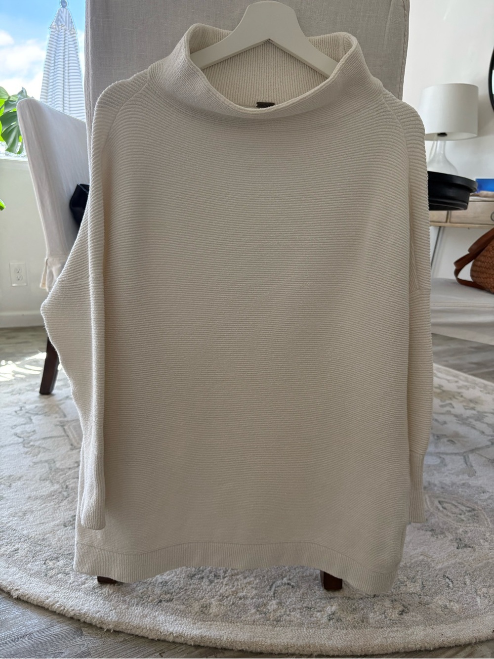 Free People Cream Cowl Neck Oversized Tunic/sweater